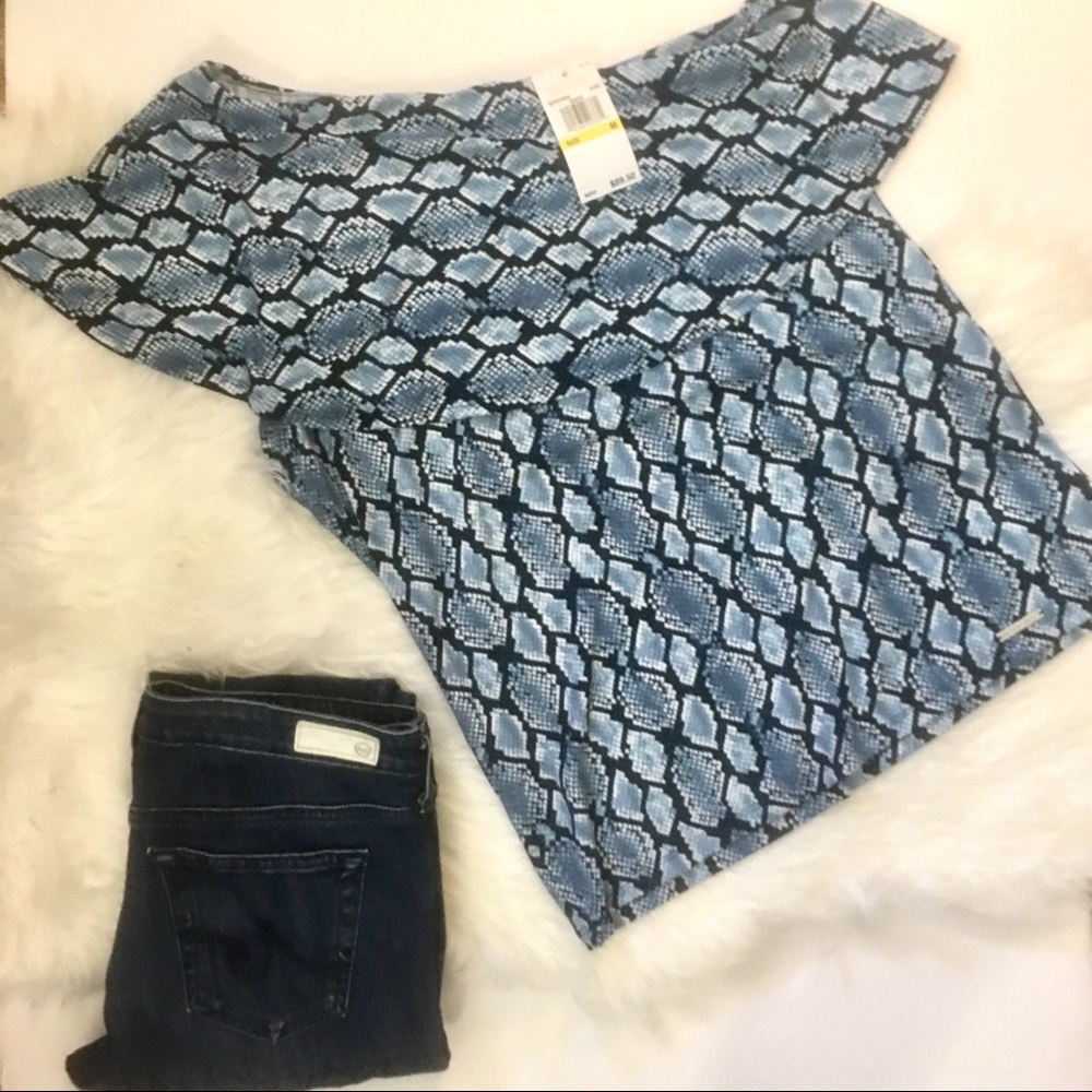 BNWT Michael Kors Snakeskin One Shoulder Top